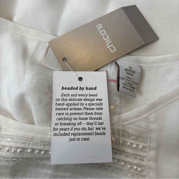 Chico’s Sleeveless Ecru Delicate Detail Tank Top NWT Sz 3 (16) - Picture 5 of 5